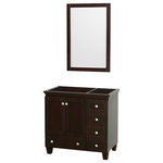 Wyndham Collection - Acclaim 36" Espresso Single Vanity, No Top, No Sink, 24" - Sublimely linking traditional and modern design aesthetics, and part of the exclusive Wyndham Collection Designer Series by Christopher Grubb, the Acclaim Vanity is at home in almost every bathroom decor. This solid oak vanity blends the simple lines of traditional design with modern elements like beautiful overmount sinks and brushed chrome hardware, resulting in a timeless piece of bathroom furniture. The Acclaim is available with a White Carrara or Ivory marble counter, a choice of sinks, and matching Mrrs. Featuring soft close door hinges and drawer glides, you'll never hear a noisy door again! Meticulously finished with brushed chrome hardware, the attention to detail on this beautiful vanity is second to none and is sure to be envy of your friends and neighbors