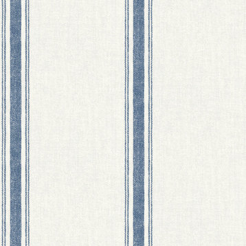 Linette Navy Fabric Stripe Wallpaper Bolt