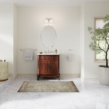 Carlton Bathroom Vanity, Single Sink, 33", Cherry, Freestanding