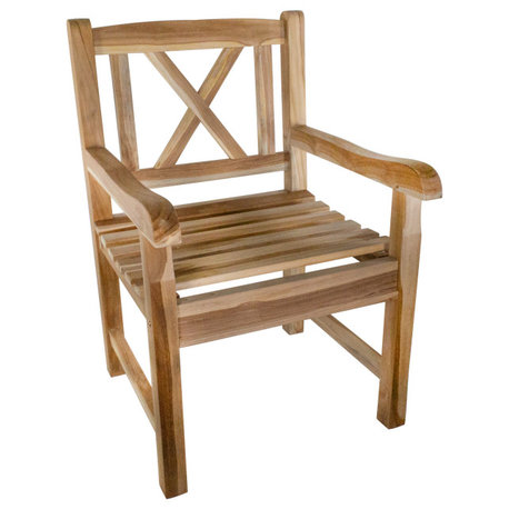 Nordic Style Teak Wood Natural Dining Chair with Arm Rests