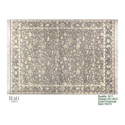 H.A.G. Hand Knotted Carpet 9/11 Quality Textured Charcoal - Floor Rugs