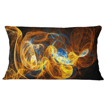 Fractal Smoke Texture Orange Abstract Throw Pillow, 12"x20"