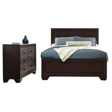Coaster Fenbrook 2PC Set with Dresser and Queen Bed in Dark Cocoa