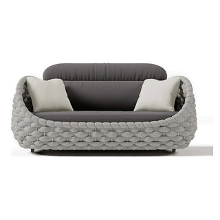 Tatta 3 Seater Modern Woven Textilene Rope Outdoor Sofa With Removable ...