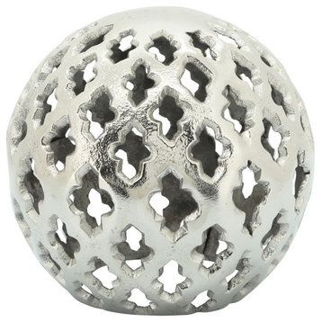 Metal, 6" Cut-Out Orb, Silver