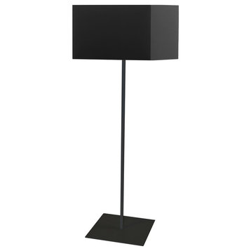 1-Light Square Floor Lamp With Black Shade
