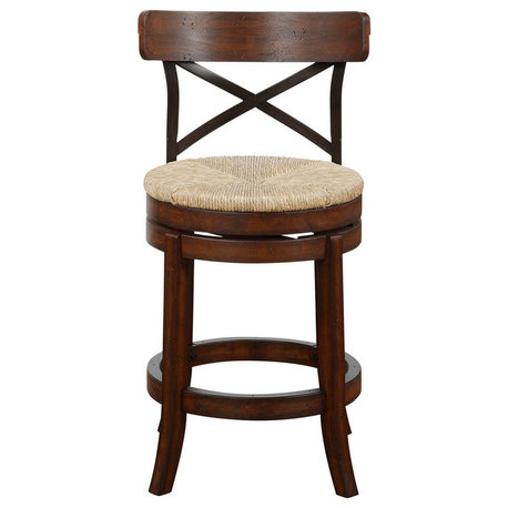 Boraam Wood Myrtle Metal Back Counter Height Stool in Mahogany Finish