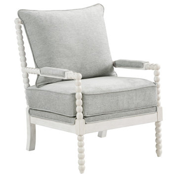 Kaylee Spindle Chair, Smoke Fabric With White Frame