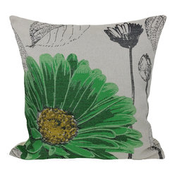 Xia Home Fashions - Flower Emboridery Collection with Feather Filled Pillow, Green, 18"x18" - Decorative Pillows