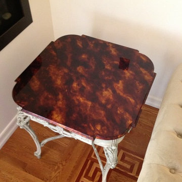 Faux tortoise shell side table
