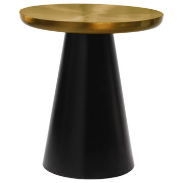 Martini End Table, Brushed Gold Top, Matte Black Base