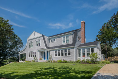 Example of a transitional exterior home design in Boston