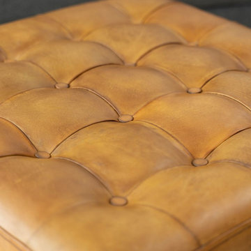 Tufted Leather Ottoman Katy