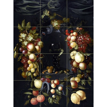 Tile Mural Roemer With Walnuts And Almonds, Marble