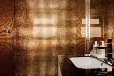Gold Mosaic Tiled Wet Room