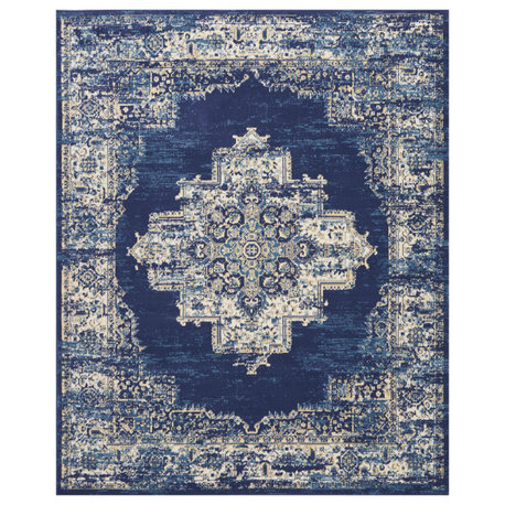 Nourison Grafix 7' x 10' Navy Blue Vintage Indoor Area Rug