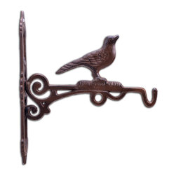 Import Wholesales - Decorative Bird Cast Iron Plant Hanger Hook, 10.75" Deep - Planter Hardware And Accessories