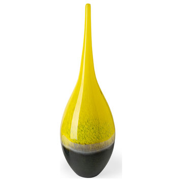 Jasse Yellow And Gray Glass Vase, Large