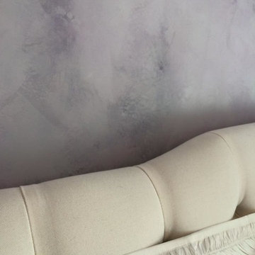 Custom tinted purple glazed texture on bedroom wall