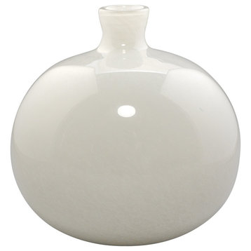 Minx Vases, White Glass, Set of 2