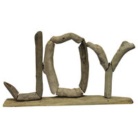 Joy Letters Natural Driftwood Coastal Christmas Holiday Tabletop Mantle Décor