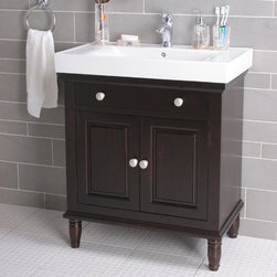 Traditional 30 inch Bathroom Vanity with White Porcelain Sink - Bathroom Vanities And Sink Consoles