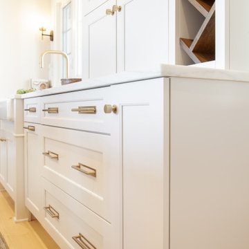 Simsbury Transitional Kitchen with Hickory Island