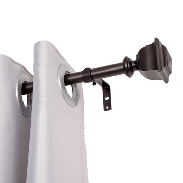 UTOPIA ALLEY 3/4" Single Adjustable Curtain rods for Windows, Oil Rubbed Bronze, 28"-48"