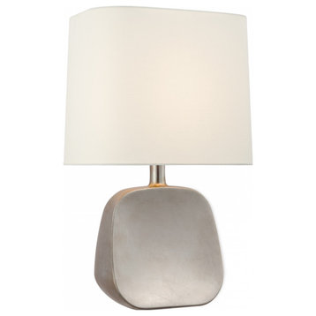 Almette Table Lamp, 1-Light, Burnished Silver Leaf, Linen Shade, 24.25"H