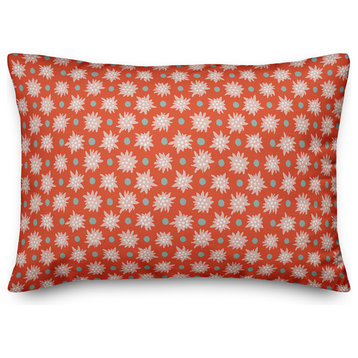 Abstract Snowflake Pattern in Red Throw Pillow