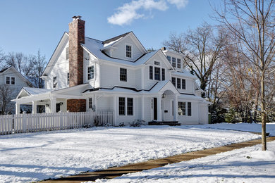 Traditional gray three-story house exterior idea in New York