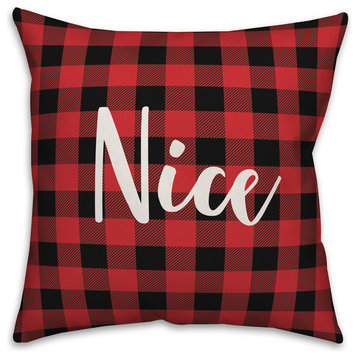 #Nice, Buffalo Check Plaid 18x18 Throw Pillow Cover