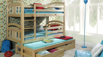 Triple Sleeper Bunk Beds with mattresses and storage drawers