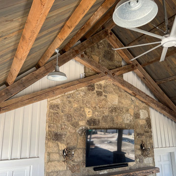 Original Face Sawn Box Beams and Original Face Reclaimed Antique Heart Pine Soli