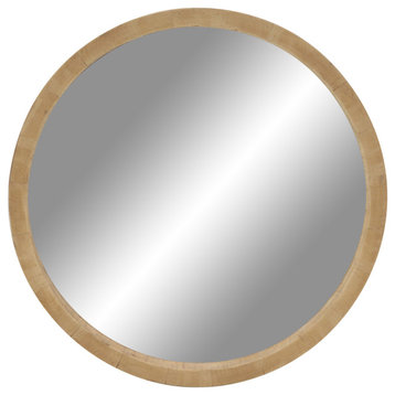 Contemporary Brown Wood Wall Mirror 89273