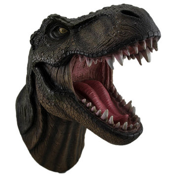 Jurassic Jaws Snarling Tyrannosaurs Rex Wall Mounted Dinosaur Head Sculpture