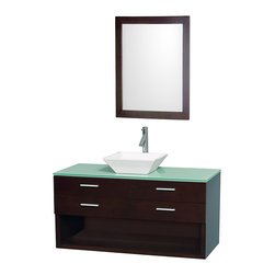 Wyndham Collection Andrea 48" Vanity, Green Glass Top, White Vessel Sink - Bathroom Vanities And Sink Consoles