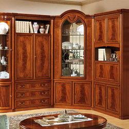 Italian Corner Wall Unit G07 | Cherry Finish - MIG Furniture - Entertainment Centers And Tv Stands