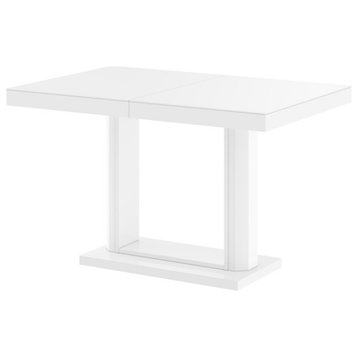 QUATRO Dining Table with Extension, White/White