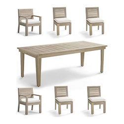 St. Kitts 7-pc. Extendable Dining Set in Weathered Teak - Patio Furniture And Outdoor Furniture