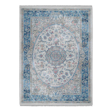 Machine Woven Crossweave Polyester Area Rug Oriental Multicolor