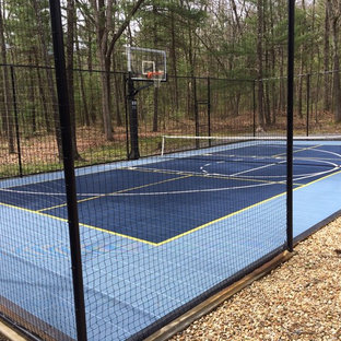 Inspiration for a large traditional backyard full sun outdoor sport court in Boston with with outdoor playset.