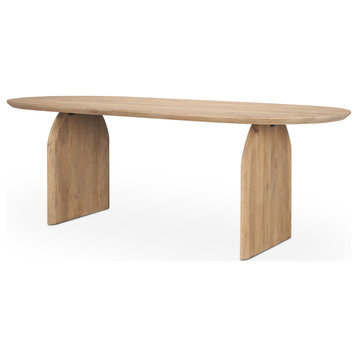 Isla Oval Dining Table WithLight Brown Wood Top and Arched Legs