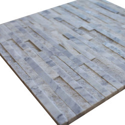 White Carrara Split Faced Random Staggered Pattern Stone Tile Mosaics - Home Accessories & Decor