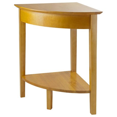 Studio Home Office Corner Table, Honey Pine