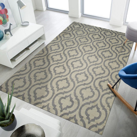 Gray Contemporary Trellis Moroccan Area Rug