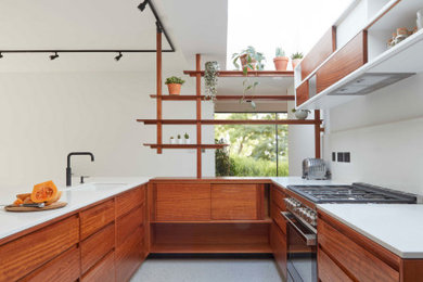 Large mid-century modern kitchen photo in Other