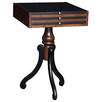 Authentic Models Side Table With Game Board, Black/Honey