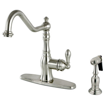 Gourmetier Single-Handle Kitchen Faucet With Brass Sprayer, Brushed Nickel