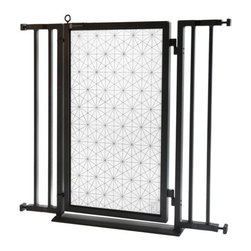 Fusion Gates - Fusion Gate with Linear Lace Design, Black, 32"-36" - Dog Gates